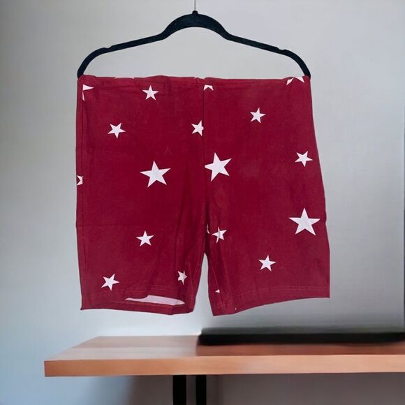 LuLaRoe 2XL Biker Shorts • Americana Collection • Red With White Stars • NWT - Picture 8 of 12